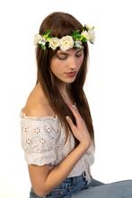 Glitter Bloemenkrans Haar Rozenkrans Wit Witte Bloemen Haarb, Ophalen of Verzenden, Nieuw