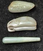Antique Rare Trio of Antique Chinese Jade Carvings —, Antiek en Kunst