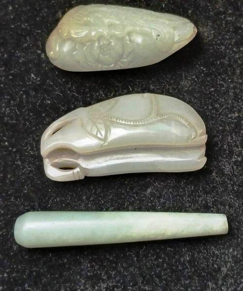 Antique Rare Trio of Antique Chinese Jade Carvings —, Antiek en Kunst, Antiek | Overige Antiek