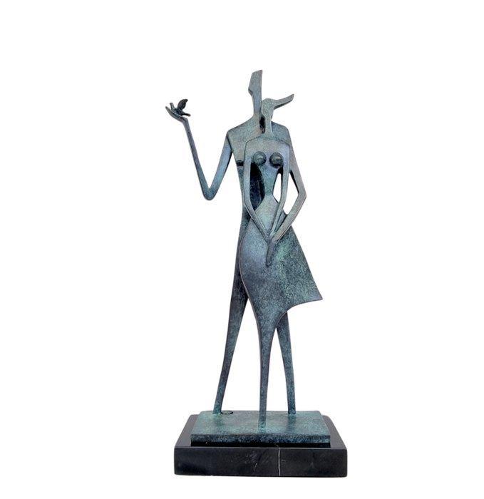 Sculpture, Couple in love - 46 cm - Bronze, Marbre, Antiquités & Art, Art | Objets design
