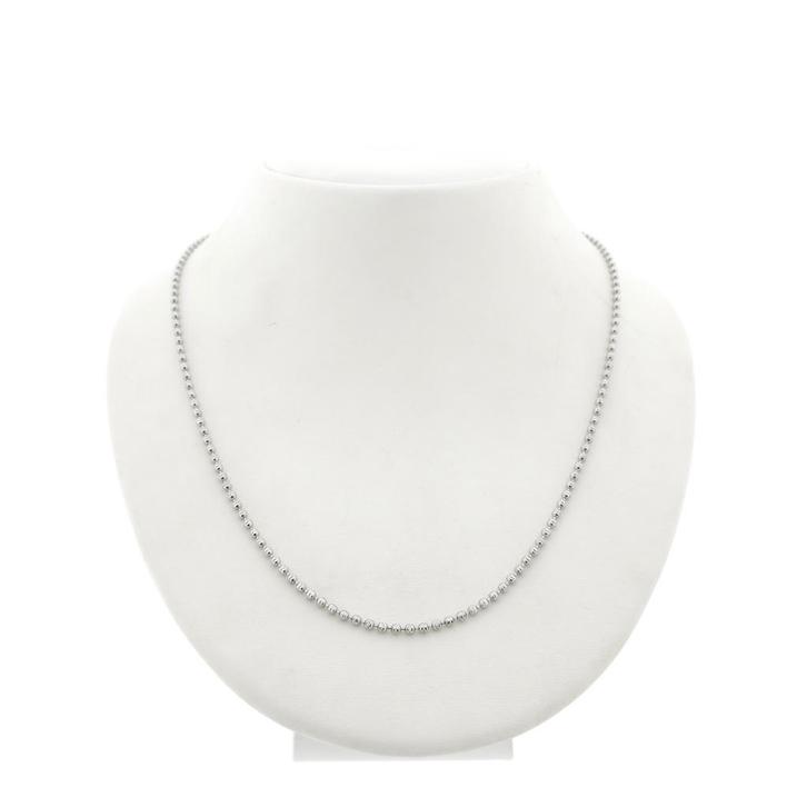 18 Krt. Witgouden bolletjes schakel ketting | 45,5 cm, Handtassen en Accessoires, Kettingen, Overige kleuren, Gebruikt, Goud, Ophalen of Verzenden
