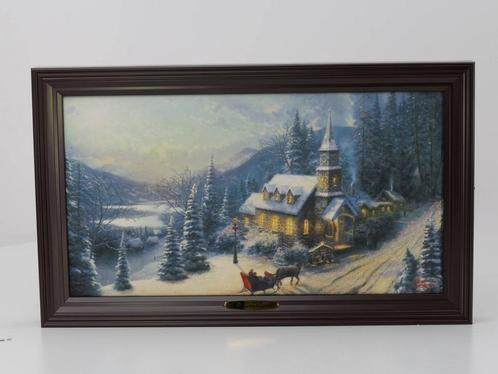 Thomas Kinkade Sunday Evening Sleigh Ride Lit Canvas Pr..., Verzamelen, Spoorwegen en Tram, Overige typen, Zo goed als nieuw, Ophalen of Verzenden