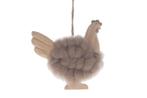 Houten kip hen wol wooden pashm 9. 5x10x2. 5cm. hang! met, Nieuw