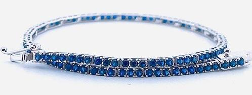 Zonder Minimumprijs - Armband - 18 karaat Witgoud Saffier, Handtassen en Accessoires, Armbanden