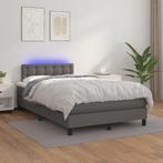 vidaXL Boxspring met matras en LED kunstleer grijs 120x200, Verzenden, Nieuw