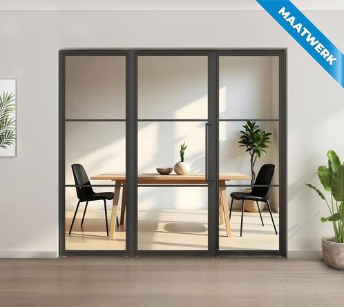 Enkele stalen taatsdeur met glaspaneel, 3 vlaks, helder glas, Doe-het-zelf en Bouw, Deuren en Vliegenramen, Overige typen, Nieuw