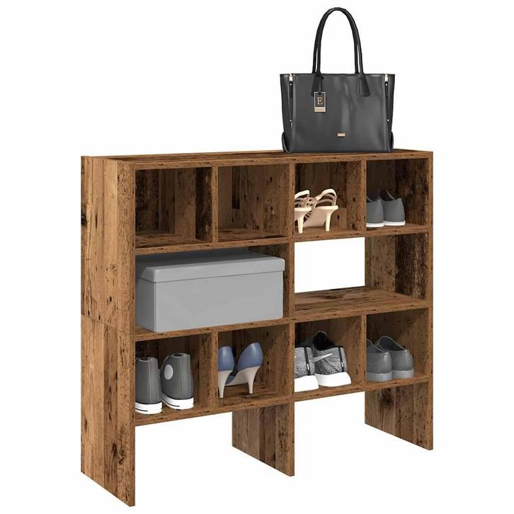 vidaXL Schoenenrekken 2 st stapelbaar 89,5x30x40 cm oud, Huis en Inrichting, Kasten | Kleerkasten, Nieuw, Verzenden
