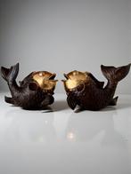 Figure - 1970s Boho Chic Koi Fish set - Burnished - Laiton, Antiek en Kunst