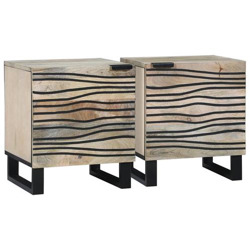 vidaXL Nachttafels 2 pcs Naturel 40 x 33,5 x 46 cm, Huis en Inrichting, Slaapkamer | Nachtkastjes, Nieuw, Verzenden