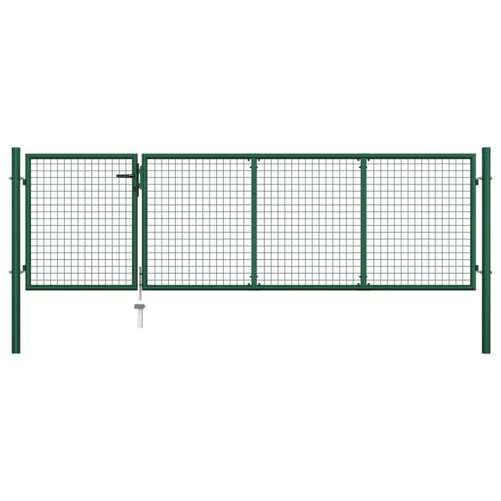 vidaXL Poort 350x100 cm staal groen, Tuin en Terras, Tuinpoorten, Nieuw, Verzenden