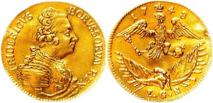 Brandenburg-Preußen Friedrich II. 1740-1786. Dukat 1748,, Postzegels en Munten, Munten | Europa | Niet-Euromunten