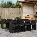 vidaXL 9-delige Tuinset poly rattan zwart, Tuin en Terras, Verzenden, Nieuw, Tuinset