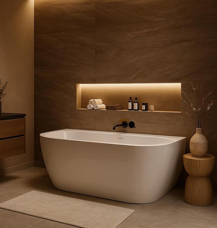 Ligbad Hanoi  170 x 80 x 58 cm Half Vrijstaand Bad wit, Doe-het-zelf en Bouw, Sanitair, Nieuw, Verzenden
