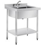 Spoeltafel | RVS | 1 Spoelbak | Bodemschap | Achteropstand, Verzenden