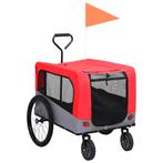vidaXL Fietstrailer en hondenwagen 2-in-1 rood en grijs, Dieren en Toebehoren, Verzenden, Nieuw