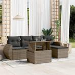 vidaXL 6-delige Loungeset met kussens poly rattan grijs, Tuin en Terras, Verzenden, Nieuw, Loungeset