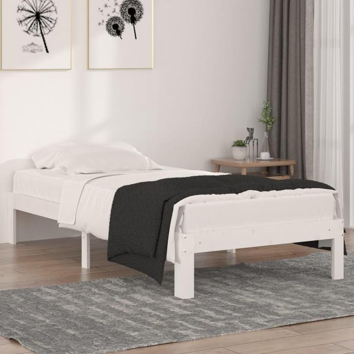 vidaXL Bedframe massief hout wit 90x190 cm, Huis en Inrichting, Slaapkamer | Bedden, Nieuw, Verzenden