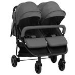 vidaXL Tweelingbuggy staal donkergrijs en zwart, Kinderen en Baby's, Verzenden, Nieuw