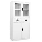 vidaXL Kantoorkast 90x40x180 cm staal en gehard glas wit, Huis en Inrichting, Verzenden, Nieuw