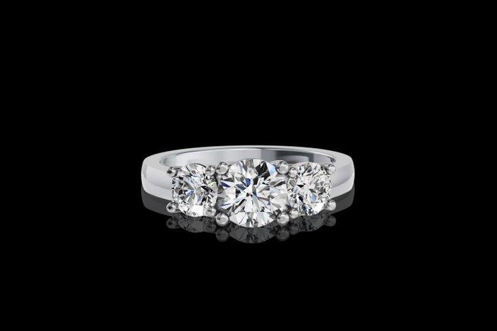 Ring - 14 karaat Witgoud - 2.14ct. tw. Diamant (Lab-grown) -, Handtassen en Accessoires, Ringen