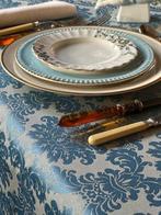 Tafelkleed voor grote tafels, blauw damast. - Tafelkleed -