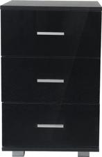 2dekans | Nachtkastje halkastje 3 lades 63 cm hoog zwart, Huis en Inrichting, Ophalen of Verzenden, Nieuw