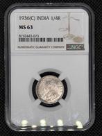 Brits-Indië. 1/4 Rupee 1936 NGC MS63 (Zonder minimumprijs)