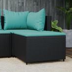 vidaXL Voetensteun met kussen poly rattan zwart, Tuin en Terras, Verzenden, Nieuw