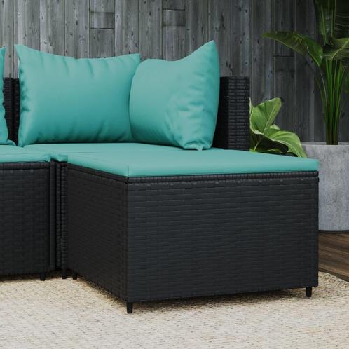 vidaXL Voetensteun met kussen poly rattan zwart, Tuin en Terras, Tuinsets en Loungesets, Nieuw, Verzenden