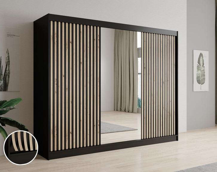 Kledingkast Mat Zwart 250x62x200 Garderobekast, Huis en Inrichting, Kasten | Overige, Nieuw, Verzenden