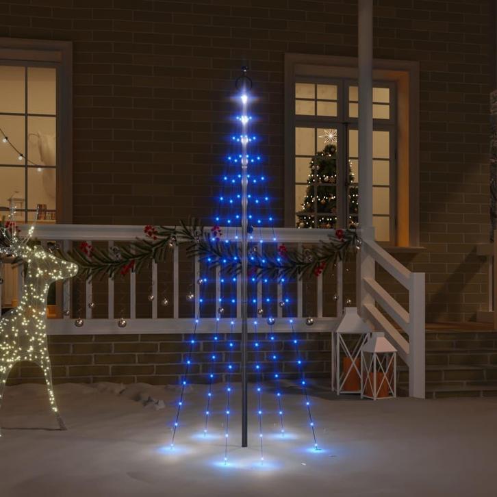 vidaXL Vlaggenmast kerstboom 108 LEDs blauw 180 cm, Diversen, Kerst, Nieuw, Verzenden