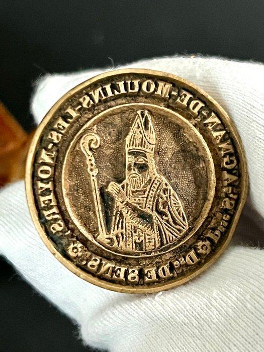 christelijk Messing, Hout Cachet Ecclésiastique - 12 cm, Antiek en Kunst, Kunst | Niet-Westerse kunst