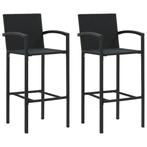 vidaXL Barkrukken 2 st poly rattan zwart, Tuin en Terras, Verzenden, Nieuw