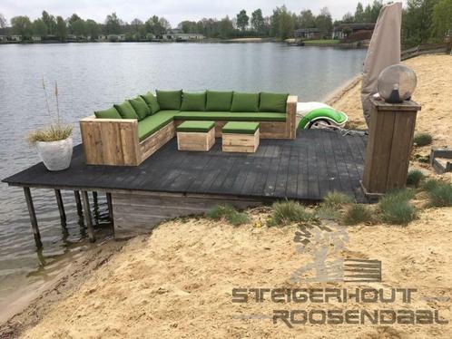 Steigerhouten Hoekbank tuinbank steigerhout gratis levering, Jardin & Terrasse, Ensembles de jardin, Enlèvement ou Envoi