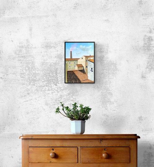 Andrea Vandoni - Italian Roofs, Antiek en Kunst, Kunst | Schilderijen | Modern