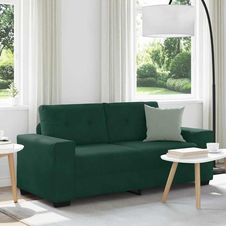 vidaXL Loveseat Sofa Donkergroen 180x77x82 cm Fluweel, Maison & Meubles, Canapés | Salons, Envoi