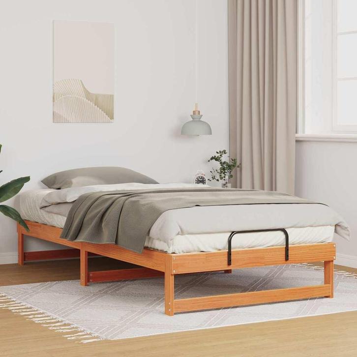 vidaXL Bedframe Bruin 100 x 210 cm Massief grenenhout, Huis en Inrichting, Slaapkamer | Bedden, Nieuw, Verzenden