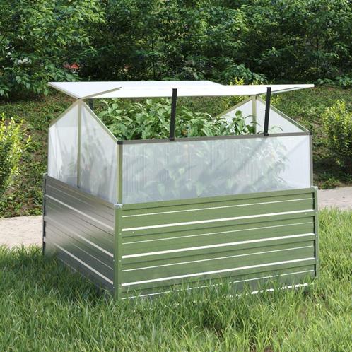 vidaXL Plantenbak met kas verhoogd 100x100x85 cm, Tuin en Terras, Bloempotten, Nieuw, Verzenden