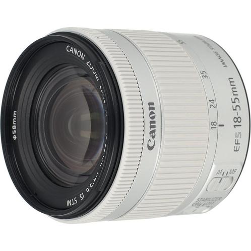 Canon EF-S 18-55mm F/4-5.6 IS STM zilver occasion, Audio, Tv en Foto, Foto | Lenzen en Objectieven, Zo goed als nieuw, Verzenden