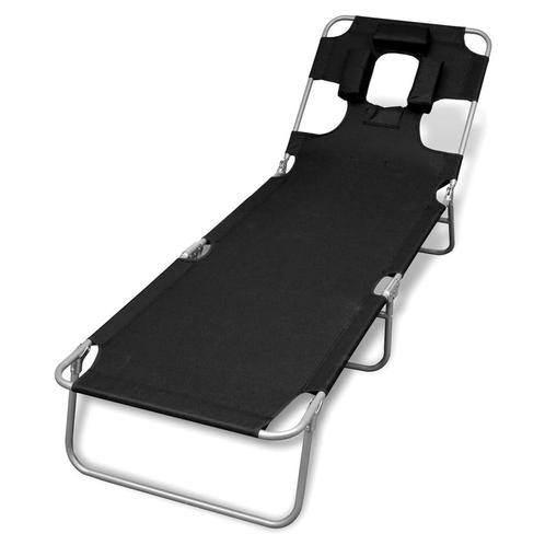 vidaXL Ligbed inklapbaar met hoofdkussen gepoedercoat staal, Tuin en Terras, Ligbedden, Nieuw, Verzenden