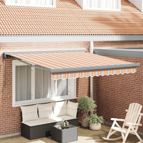 vidaXL Automatische Uittrekbare Luifel Multikleurige Streep, Tuin en Terras, Zonneschermen, Nieuw, Verzenden
