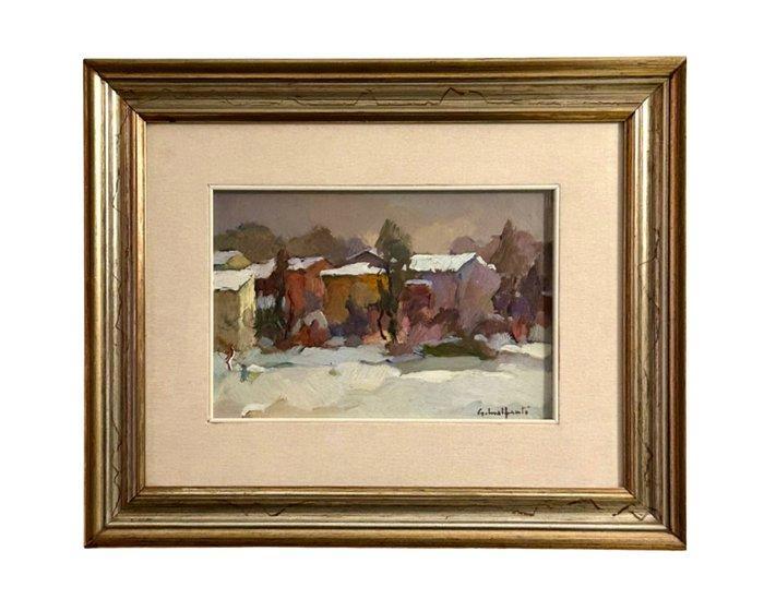 Giacomo Malfanti (1907-1998) - La neve in paese, Antiek en Kunst, Kunst | Schilderijen | Klassiek