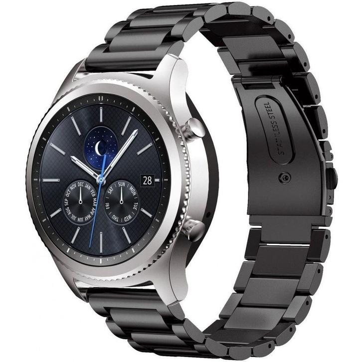 Samsung Gear S3 Metal Roestvrij Stalen Armband - Zwart, Handtassen en Accessoires, Smartwatches, Nieuw, Verzenden