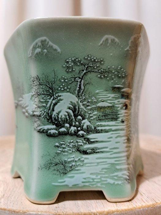 Bonsai schaal - 9,5x9,5x8,5cm - geglazuurd - Hoogte (boom):, Antiek en Kunst, Curiosa en Brocante