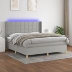 vidaXL Boxspring met matras en LED stof lichtgrijs 160x200, Maison & Meubles, Verzenden