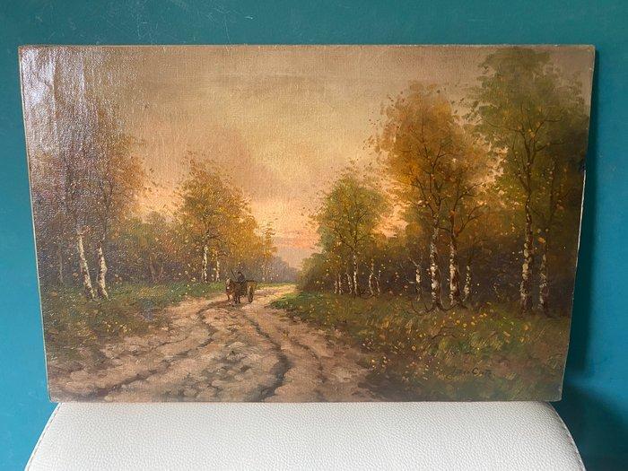 H.J. ten Cate (1867-1955) - Landweg met figuur en paard en, Antiek en Kunst, Kunst | Schilderijen | Klassiek