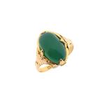 18 Krt. Gouden ring met chrysopraas | Vintage/antiek, Handtassen en Accessoires, Ringen, Gebruikt, Overige kleuren, 19 tot 20