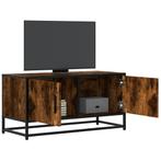 vidaXL Tv-meubel 80x34,5x40cm bewerkt hout metaal gerookt, Huis en Inrichting, Kasten |Televisiemeubels, Verzenden, Nieuw
