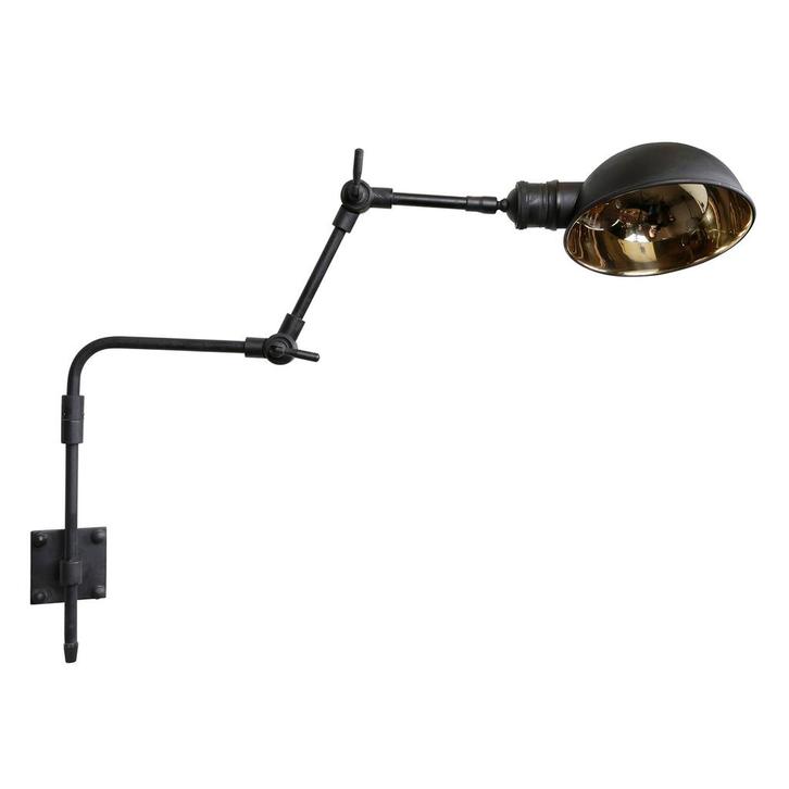 Wandlampen Messing Wandlamp Adair E27 Antiek Zwart, Huis en Inrichting, Lampen | Wandlampen, Verzenden