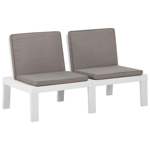 vidaXL Loungebank met kussen kunststof wit, Tuin en Terras, Tuinsets en Loungesets, Nieuw, Verzenden